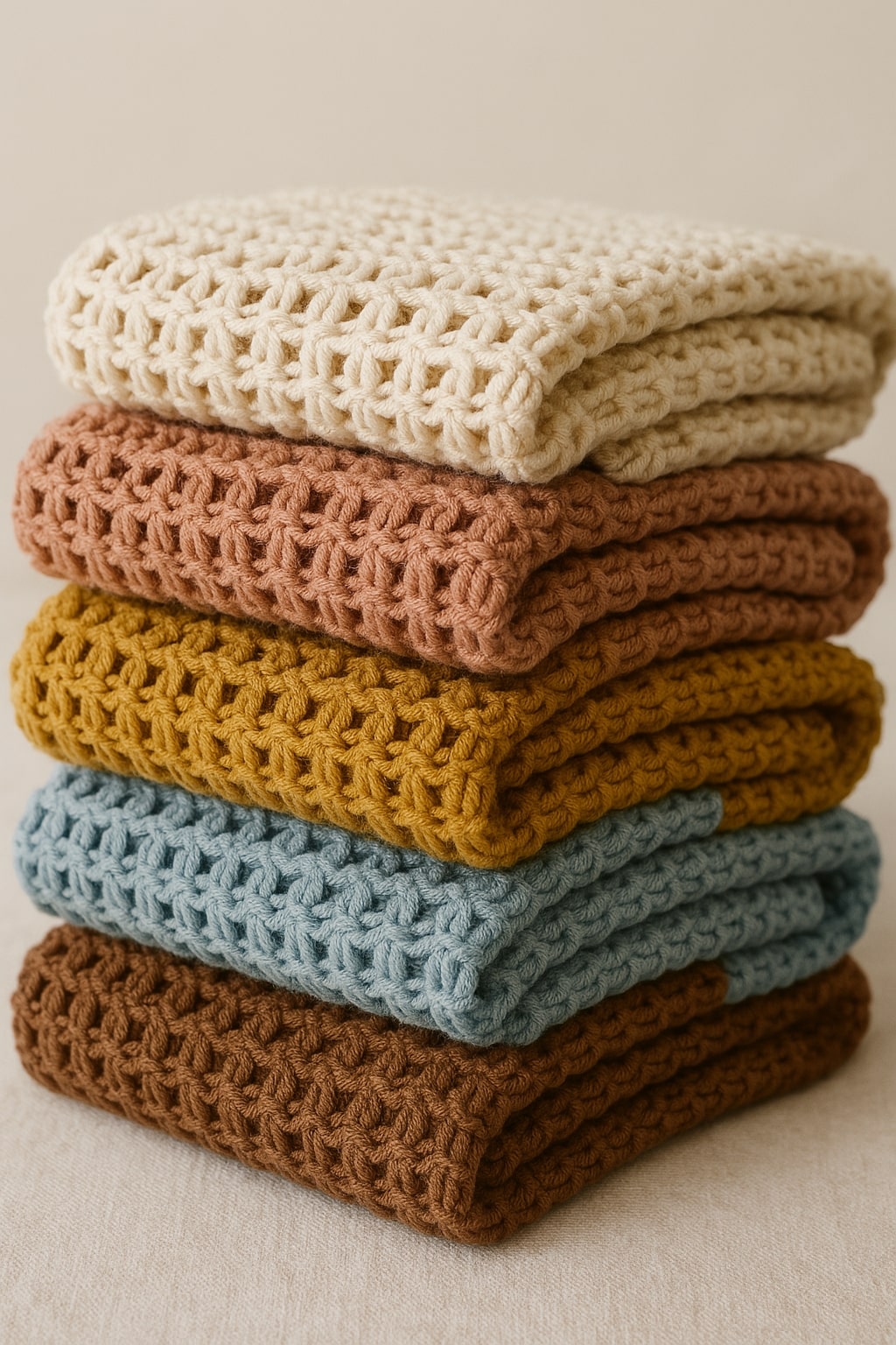 pile of folded crochet