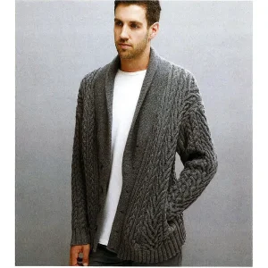 Mens Knit Cable Cardigan
